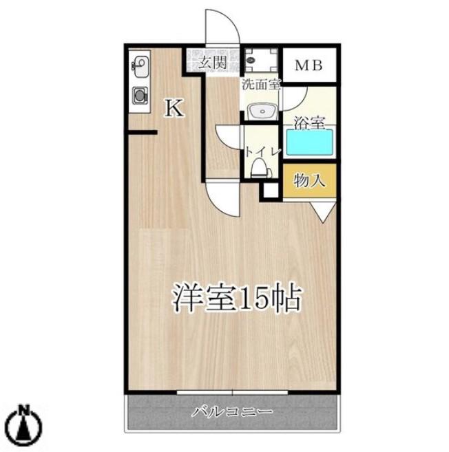 ブランチ613(ワンルーム/2階)の間取り写真