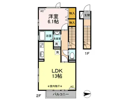 エクセレント自由が丘(1LDK/2階)の間取り写真