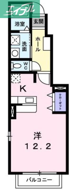 ヌーベルモリヤス(1K/1階)の間取り写真