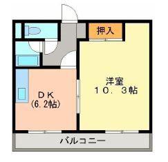 プリエール井原(1DK/2階)の間取り写真