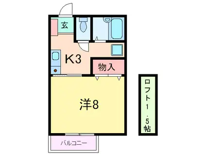 ドルフ甲南(1K/2階)の間取り写真