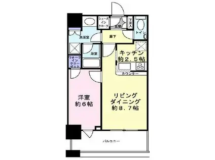 クレストタワー品川シーサイド(1LDK/6階)の間取り写真