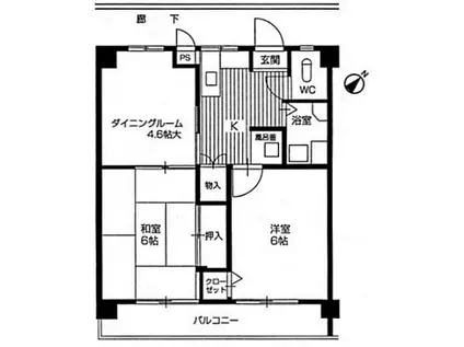 高坂センター(2DK/4階)の間取り写真