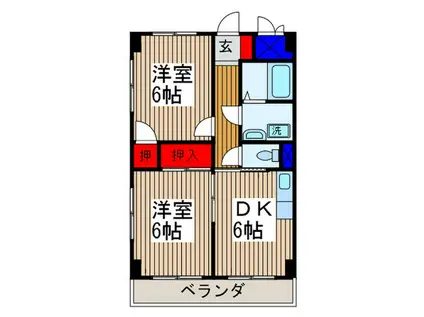 クローネ川口(2DK/2階)の間取り写真