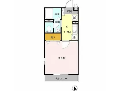 エスポワールⅡ(1K/1階)の間取り写真