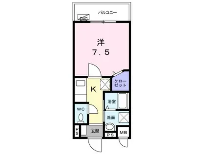 コンフォール世田谷(1K/2階)の間取り写真