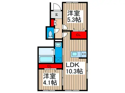 リーブルファイン八潮南川崎III(2LDK/1階)の間取り写真