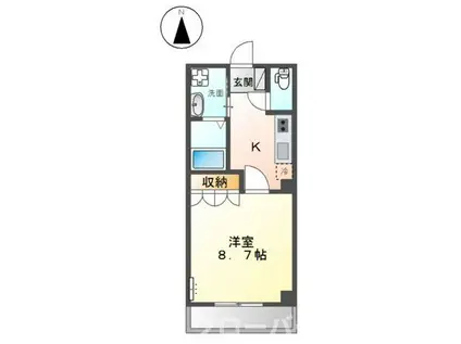 プリオール(1K/2階)の間取り写真