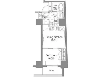 パークハビオ元浅草(1DK/9階)の間取り写真