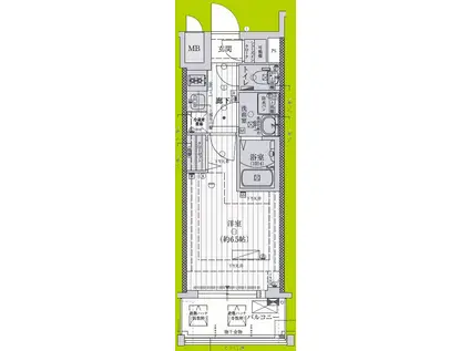 ファーストフィオーレ難波南アルマ(1K/8階)の間取り写真