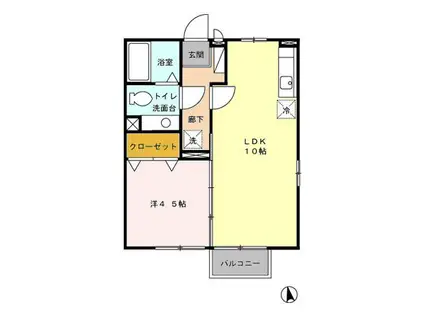 ルミナスハイムI/II(1LDK/2階)の間取り写真