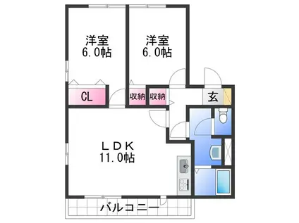 コーラル・ヒル(2LDK/2階)の間取り写真