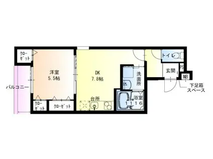 フジパレス高石千代田Ⅱ番館(1DK/1階)の間取り写真