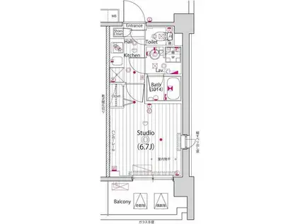 ガーラ・プライム横濱関内(1K/3階)の間取り写真