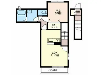 セント フィールド(1LDK/2階)の間取り写真