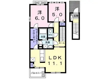 匝瑳市飯倉 2LDK(2LDK/2階)の間取り写真