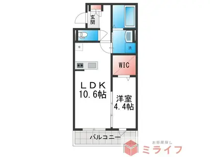 ADPMOS COURT加美NEXT(1LDK/1階)の間取り写真