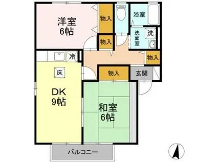 ダイワレイクB棟(2DK/1階)の間取り写真