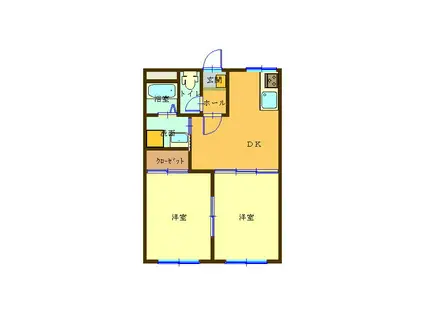 プリムローズ(2DK/1階)の間取り写真