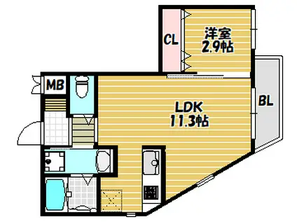 ST・RESIDENCE南津の辺(1LDK/4階)の間取り写真