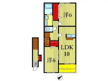 リバ-サイドリエゾン(2LDK/2階)の間取り写真
