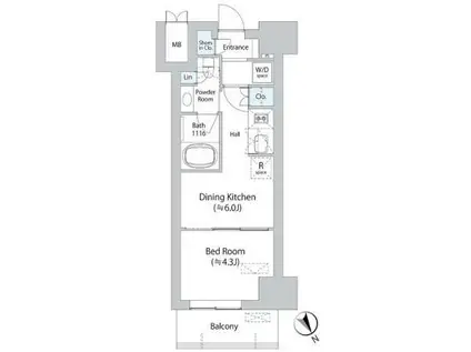 ミリアレジデンス浅草橋II(1DK/3階)の間取り写真