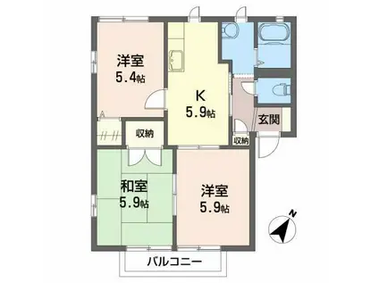 メゾン.ド.エム(3K/2階)の間取り写真