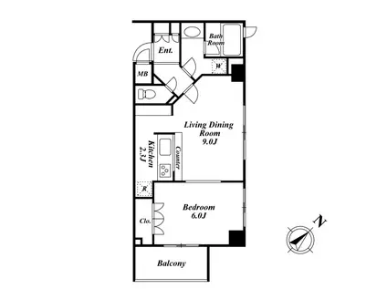 スペーシア三軒茶屋弐番館(1LDK/4階)の間取り写真