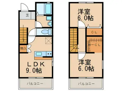 COCO FLORA 土井I(2LDK/1階)の間取り写真