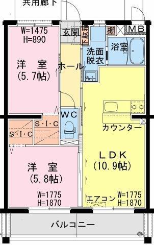 トレジャー ビルド(2LDK/3階)の間取り写真