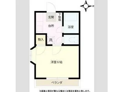 メゾンフジII(1K/2階)の間取り写真