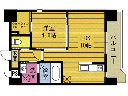 プランタン城崎(1LDK/6階)の間取り写真