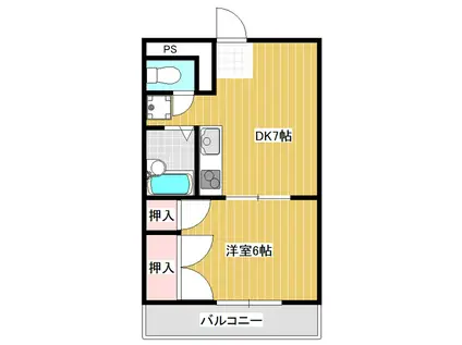 ビスタ大津野B棟(1DK/1階)の間取り写真