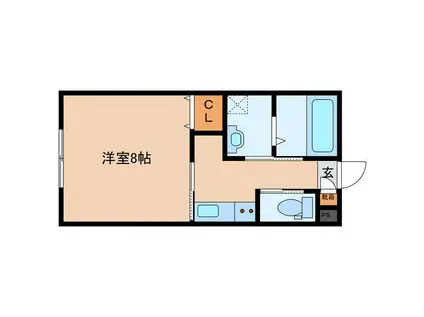 ビエナタウンB棟(1K/2階)の間取り写真