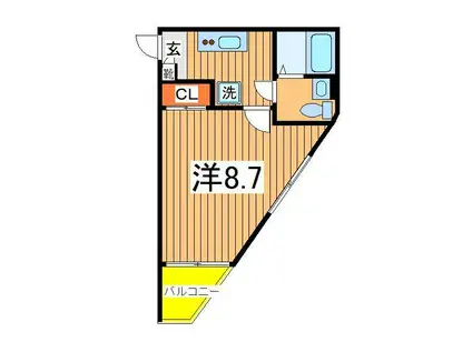 VISTA柏(1K/2階)の間取り写真