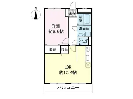 LATTE外原館(1LDK/2階)の間取り写真