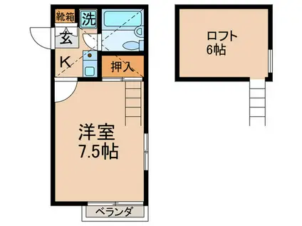 池上シルクハイム(1K/2階)の間取り写真