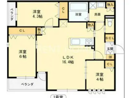 エスタシオン(3LDK/2階)の間取り写真