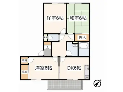 メナジュ夢(3DK/1階)の間取り写真