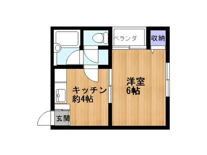 チェリーパーク(1K/2階)の間取り写真