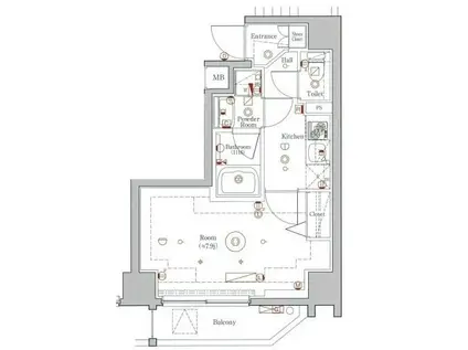 ジェノヴィア新御徒町スカイガーデン(1K/9階)の間取り写真