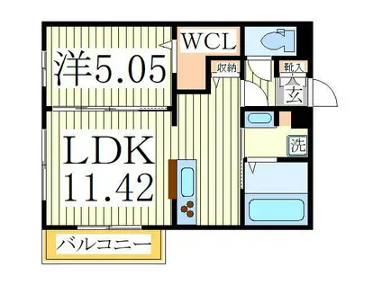 グランサントビー(1LDK/2階)の間取り写真