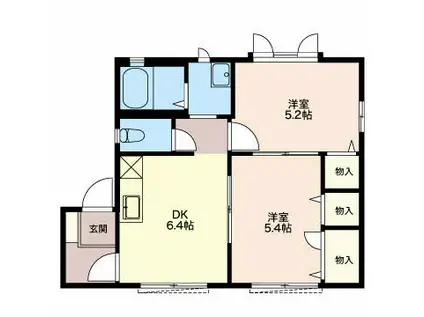 プランドールS(2DK/1階)の間取り写真