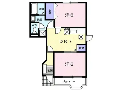 パークサイドA(2DK/1階)の間取り写真