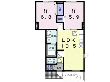 メゾンドソリアードA(2LDK/1階)の間取り写真