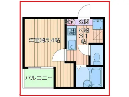 ジュアン(1K/2階)の間取り写真