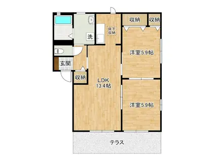 シャーメゾンみちC棟(2LDK/1階)の間取り写真