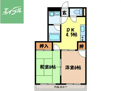 下道ビル(2DK/3階)の間取り写真