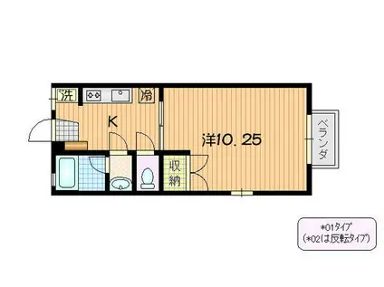 コーポカサプラーノ(1K/1階)の間取り写真