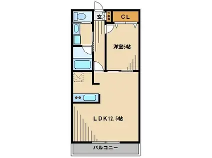 ウエストコート戸田(1LDK/1階)の間取り写真